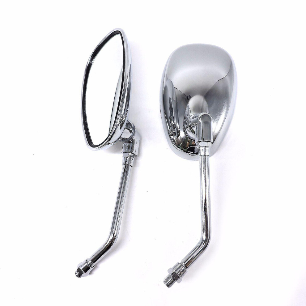 Motorcycle Mirrors, Universal 10Mm Chrome Motorcycle Rear View Side Mirrors Handle Bar 8238749123991