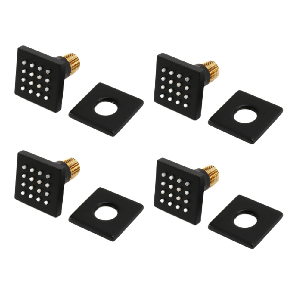 4X Shower Spa Brass Square Massage Body Jets Spray Body Shower Head, Brushed Nickel Matte Black 4852494572879