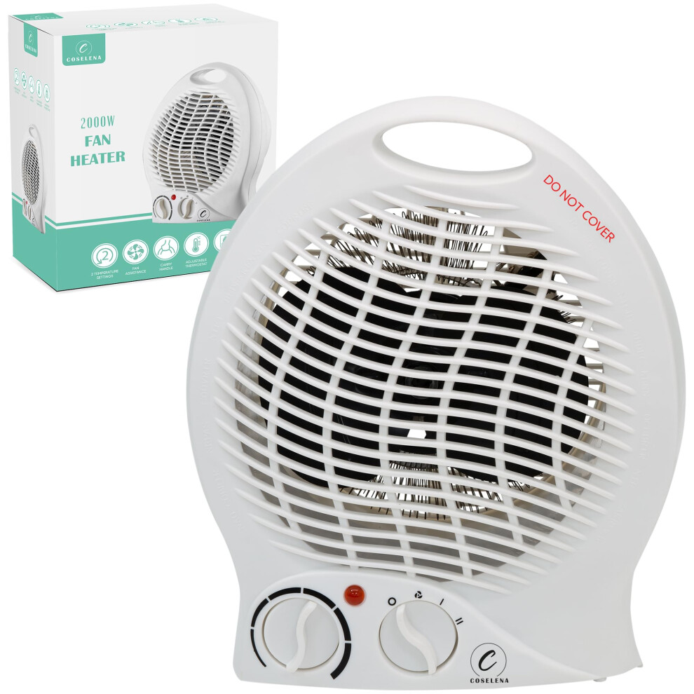 Coselena 2KW Fan Heater with 2 Heat Settings & Cool Function | Portable Heater | Electric Heater | Room Heater with Variable Thermostat