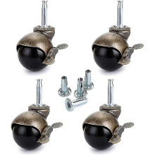 8 Pcs 40mm Stem Swivel Casters, Furniture Caster With Brake, Nylon Caster For Office Chair, Sofa Bed, Sofa, Load Capacity 25kg Per Caster
