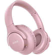 KVIDIO Bluetooth Headphones Over Ear, 65 Hours Playtime Wireless Headphones with Microphone, Foldable Lightweight Headset with Deep Bass (Pink)