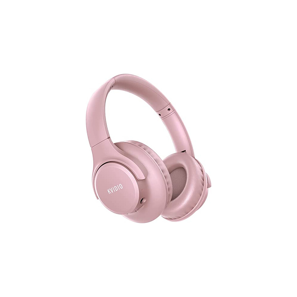 KVIDIO Bluetooth Headphones Over Ear, 65 Hours Playtime Wireless Headphones with Microphone, Foldable Lightweight Headset with Deep Bass (Pink)-image-OPC-PDNXD8W-NEW