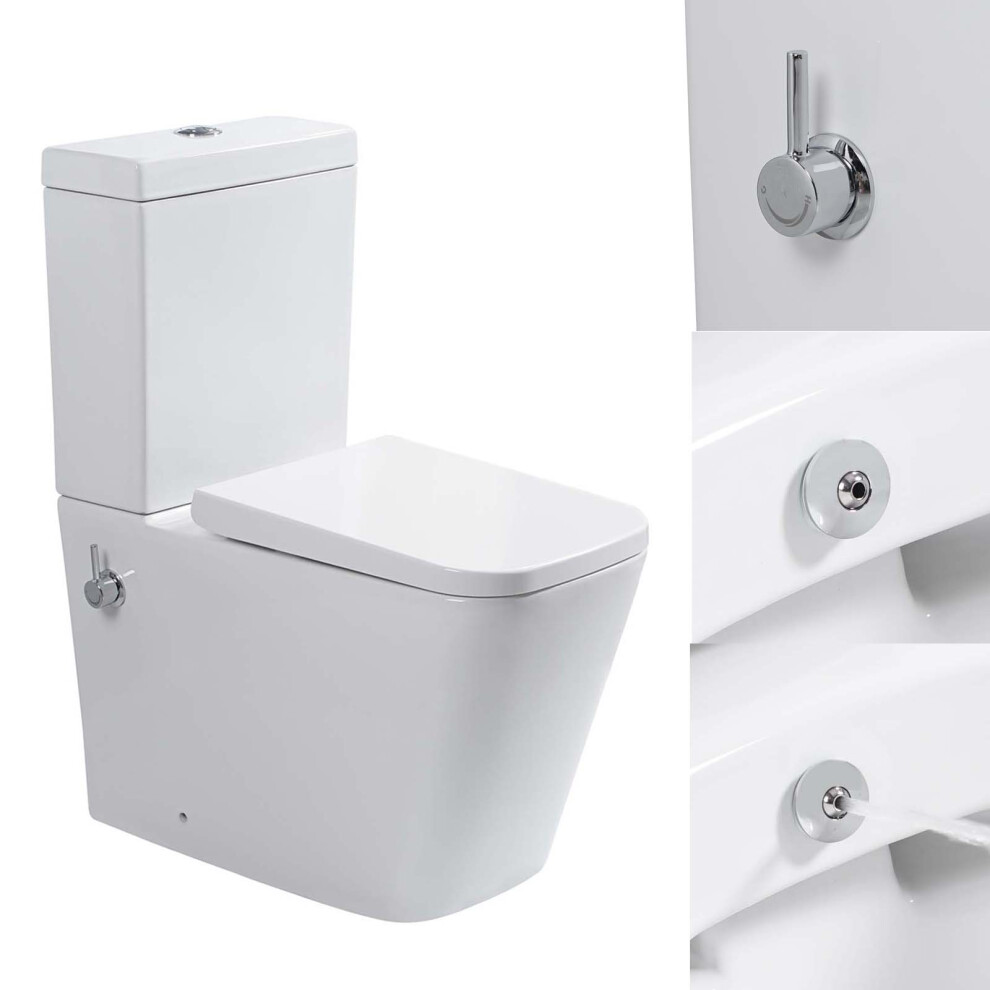 Rimless Close Coupled Toilet with Bidet Soft Close Seat Bidet Toilet