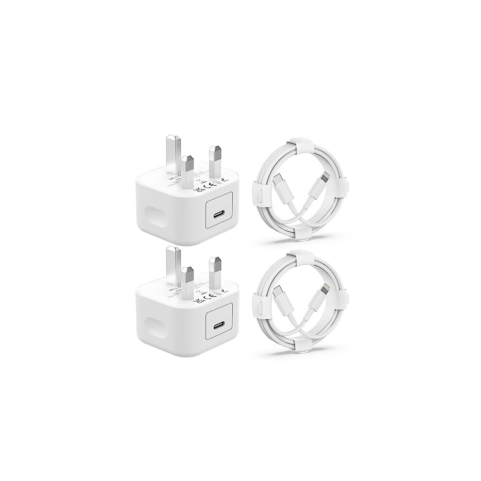 Iphone Charger [Mfi Certified] 2Pack 20W Pd Usb C Power Adapter With 2Pack Fast Charging Cabe, Usb C Pd Wall Charger Plug And 6/6Ft White 735749418402
