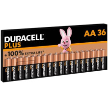 Duracell Plus AA Batteries (36 Pack) - Alkaline 1.5V - Up To 100% Extra Life - Reliability For Everyday Devices - 0% Plastic Packaging - LR6 MN1500