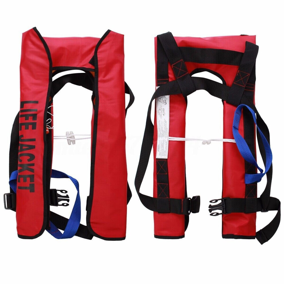 (RED) Adult automatic life jacket 150N life jacket buoyancy aid water sports