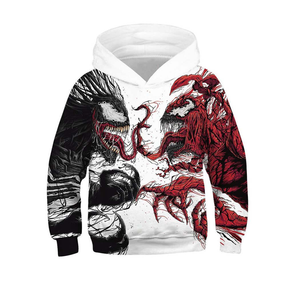 (Pattern 3, 115-120cm) Kids 3d Venom Print Hooded Hoodie Pullover Sweatshirt