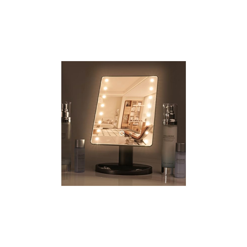 H&S Makeup Mirror with Lights - Light Up Vanity Mirror for Dressing Table Bathroom Desk - Battery Operated with LED Lights - Includes Detachable