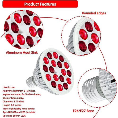 Red Light Therapy With Light Socket, 660nm 2
