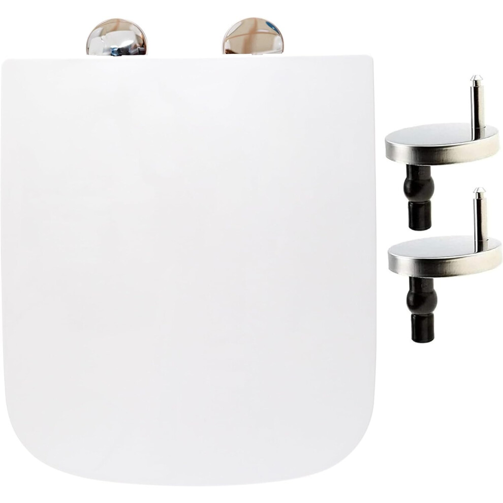 Square Toilet Seat Soft Close Toilet Seat Mute Seat Cover Quick Release Loo Seat Easy Cleaning Easy Installation with Top Fixing & Adjustable