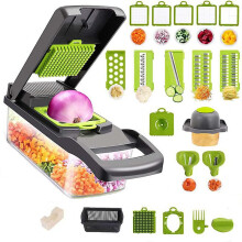 Vegetable Chopper - Spiralizer Vegetable Slicer - Onion Chopper With Container - Pro Food Chopper - Black Slicer Dicer Cutter - 4 Blades Kryp