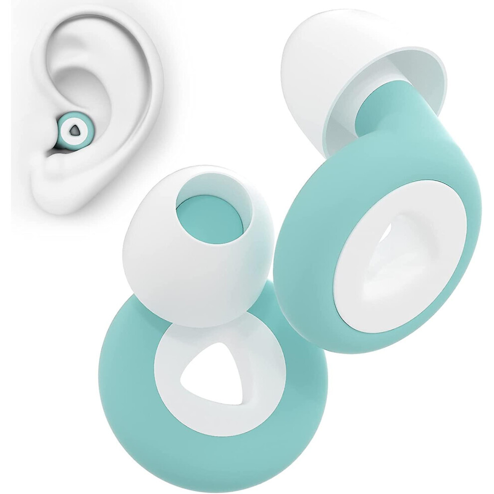 Earplugs For Sleeping - 1 Pair Ear Plugs 27Db, Reusable Silicone Hearing Protection, Earplugs For Sleep Work Concerts Study,Green White 9048217230989
