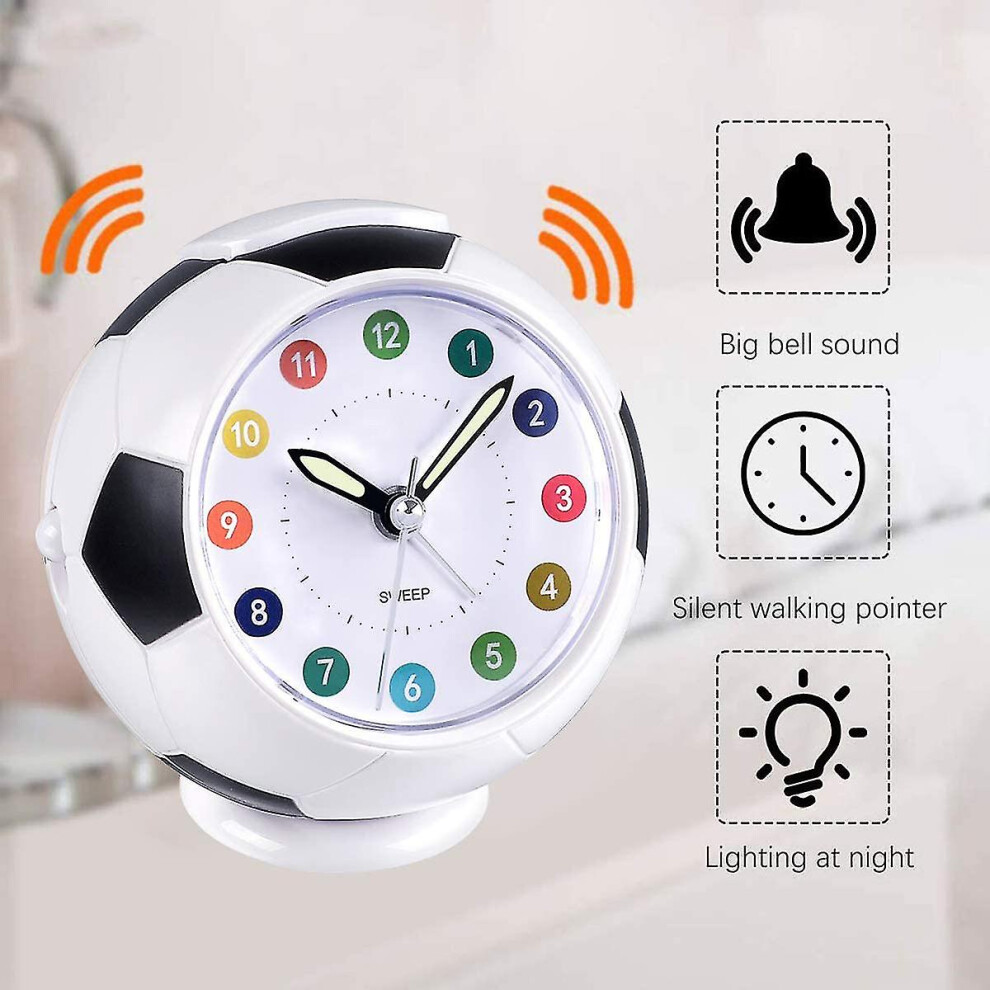 P Children's Alarm Clock Analog Boy Girl Alarm Clock Battery Operated Alarm Football Shape Silent Non-ticking Luminous Snooze Rising So Alarm B