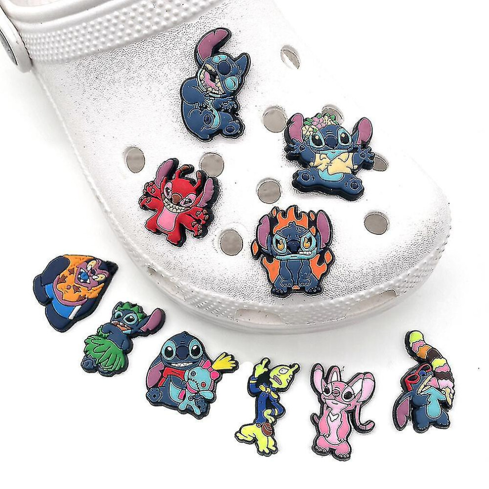 22 Pcs Cute Stitch Angel Cartoon Shoe Charms, Croc Clog Shoes Decoration