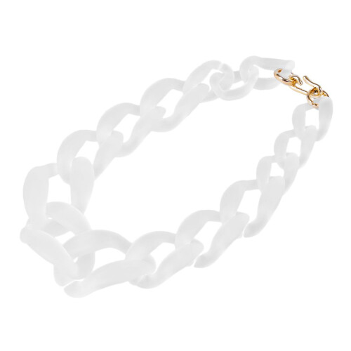 big plastic Chain Necklace Frosted white 1
