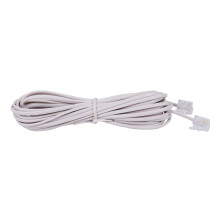 RJ11 6P2C Telephone Cable, Male-to-Male, 5m, Clear/White Plastic