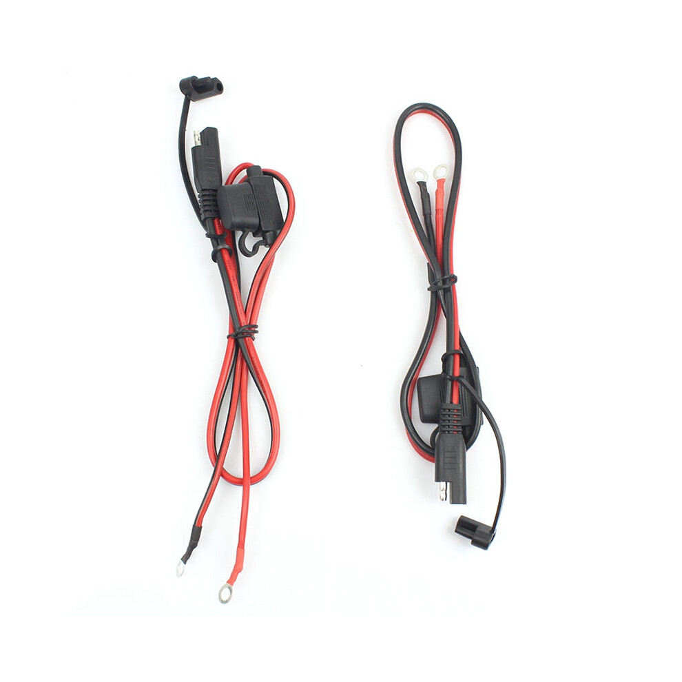 2Pcs Motorcycle Battery Charger Sae Charging Cable Sae Quick Disconnect Plug To 12V Ring Terminal Fuse 4851379772304