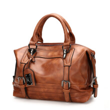 Brown PU Leather-Style Women's Messenger Bag - Shoulder Tote Satchel with ID & Phone Pockets, Zippered Compartments