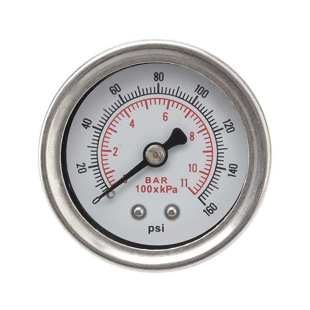 Adjustable 0-160 Psi Fuel Oil Pressure Regulator Gauge Chrome Universal Silver 4851379777422