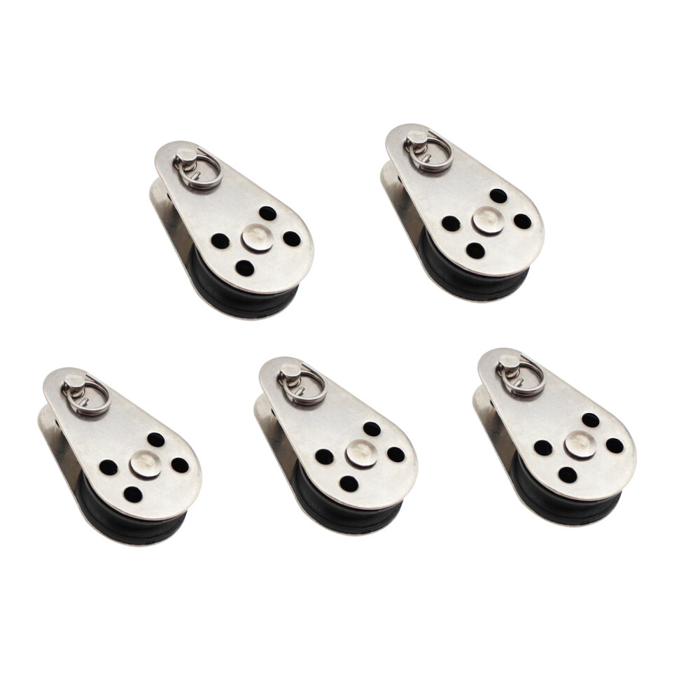 5Pcs Stainless Steel M25 Pulley Block Hanging Wire Towing Wheel Lifting Wire Rope Cable Pulley Roller 4851379778627