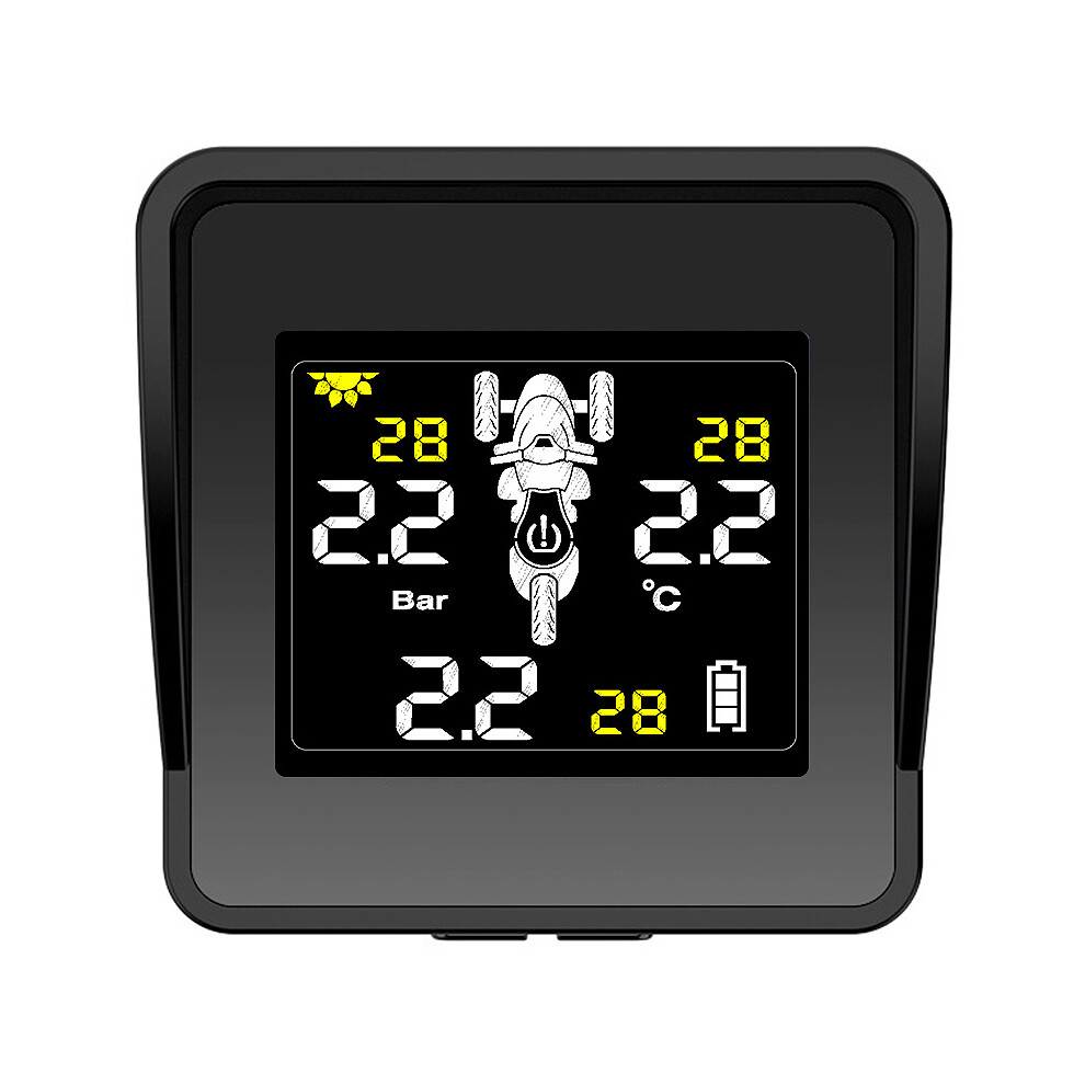 Solar Wireless Tire Pressure Monitoring System Motorcycle TPMS Tire Pressure Monitor LCD Display 3 External Sensors-image-OPC-PDNXVF6-NEW