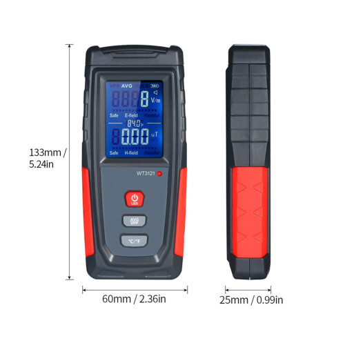EMF Meter USB Rechargeable, Radiation Detector for Electromagnetic Field and Temperature Precise for 2