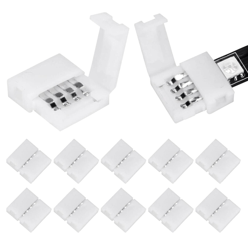50Packs 4-Pin Rgb Led Strip Connectors 10Mm Led Strip Gapless Solderless Adapter Terminal Extension Light 4851379784666