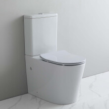 Grey Rimless Close Coupled Toilet WC Comfort Height Pan Cistern Soft Close Seat