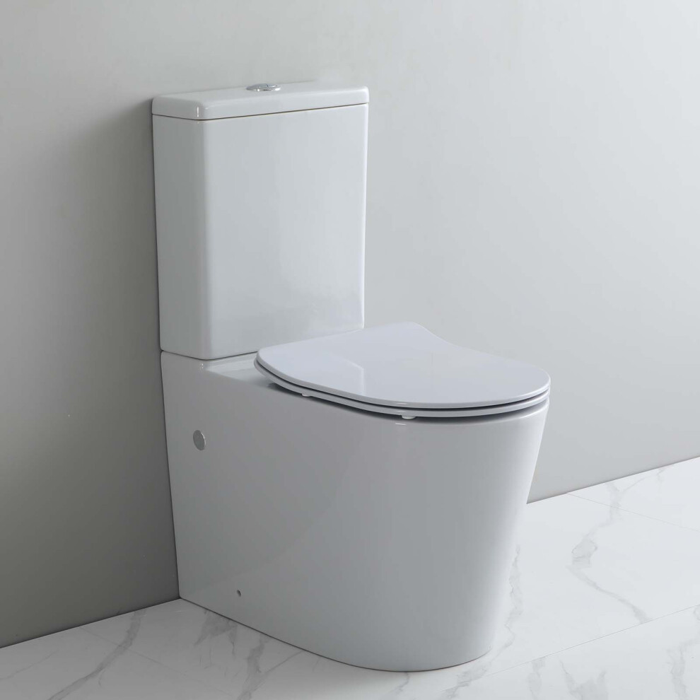 Grey Rimless Close Coupled Toilet Wc Comfort Height Pan Cistern Soft Close Seat 9313399057656