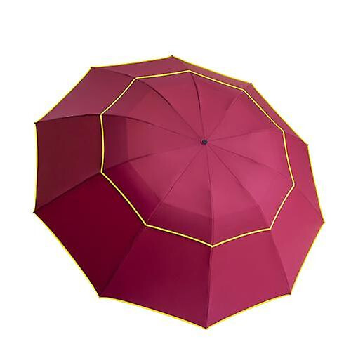 (red) Extra Large Golf Umbrella Folding Umbrella Rainproof Compact Umbrella Oversize. Double Canopy Vented