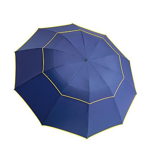 (blue) Extra Large Golf Umbrella Folding Umbrella Rainproof Compact Umbrella Oversize. Double Canopy Vented