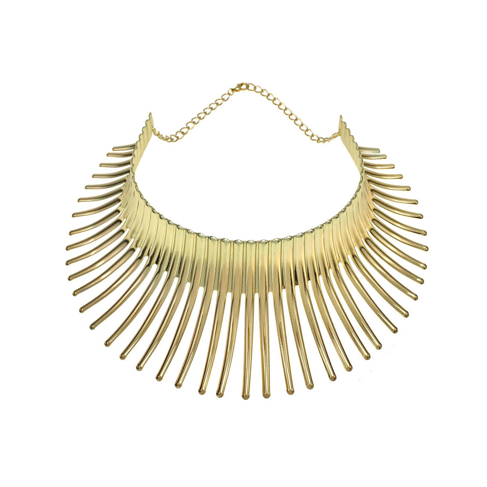 Women's Big African Necklace Indian Style Bending Alloy Big Thorn Statement Collar Choker Gold