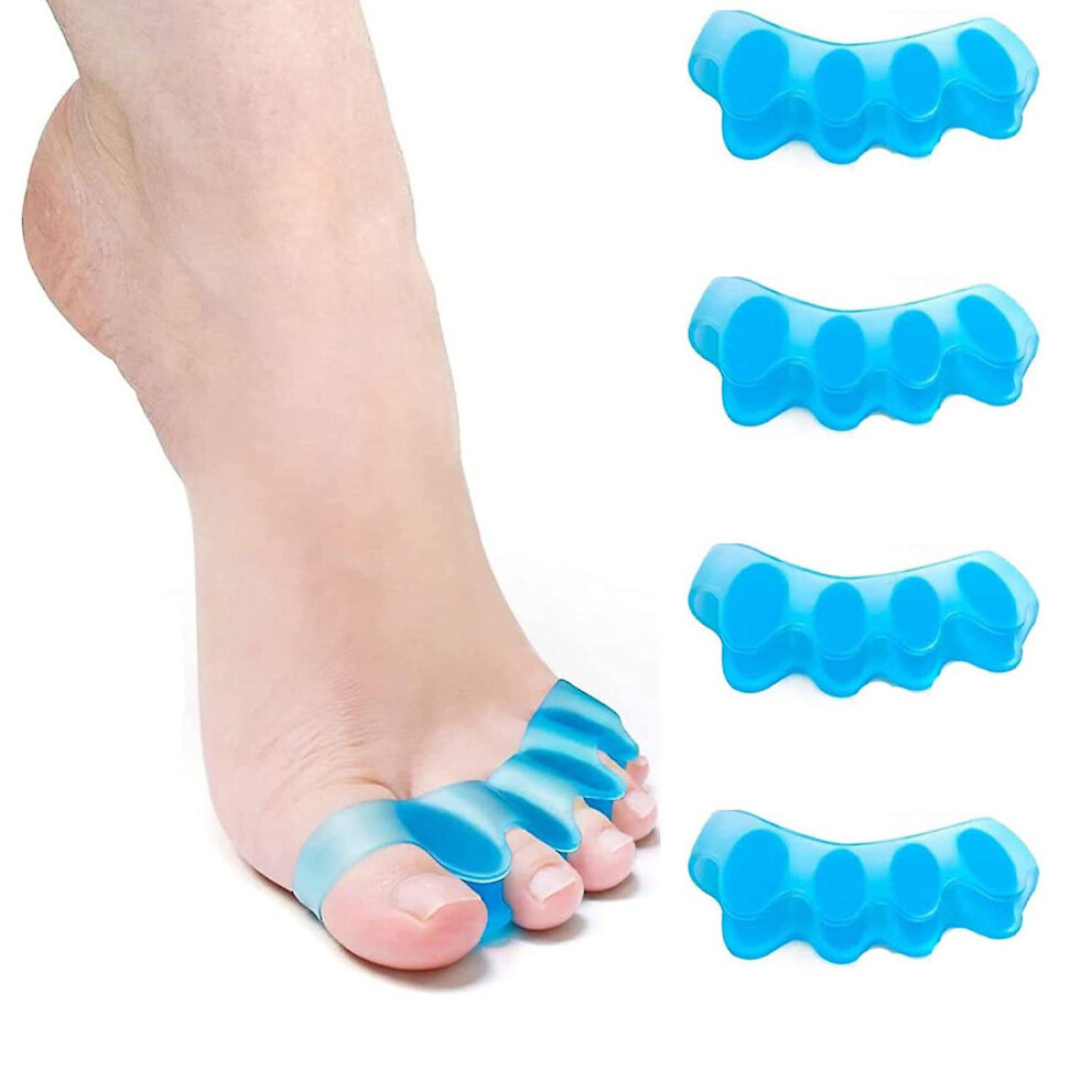 Blue Toe Separator, Toe Spacers, Gel Toe Separators, Bunion Correctors, Toe Spacers Toe, 4 Count (Blue)