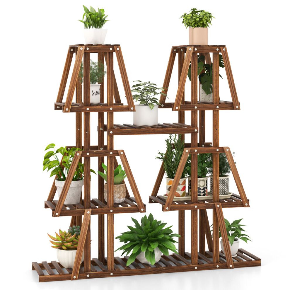 5-Tier Corner Plant Stand Wooden Display Rack Indoor Outdoor