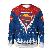 (L) Superman Christmas Jumper For Men Or Women Knitted Superhero Gift