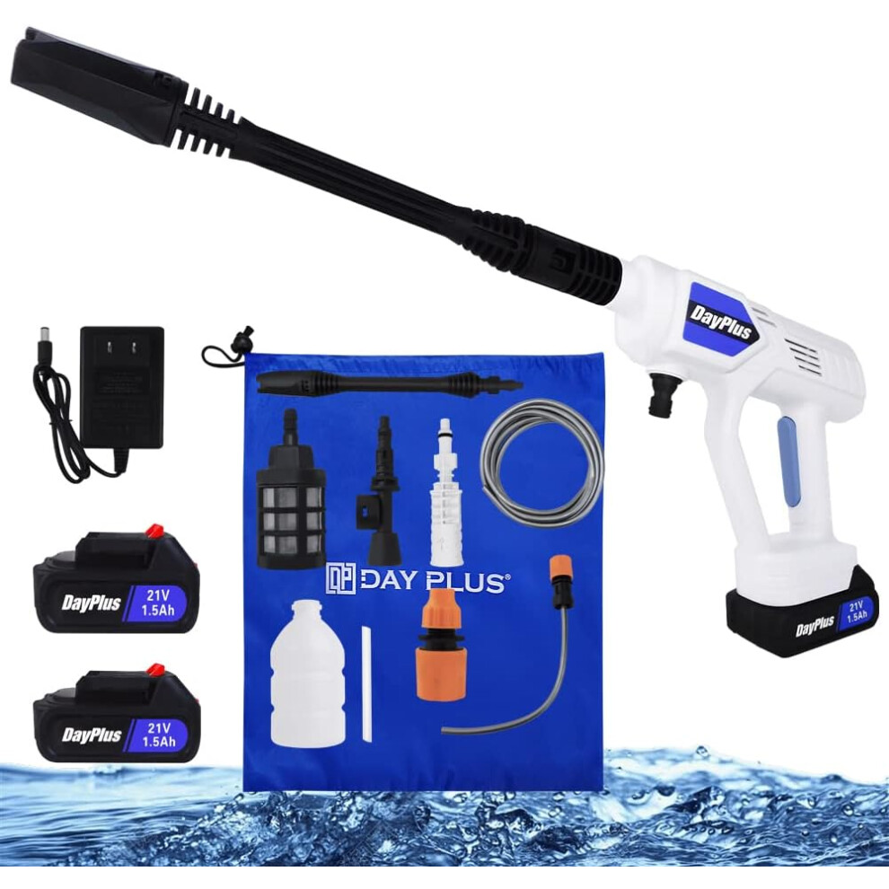 Cordless High Pressure Washer Portable Car Cleaner Machine with 2 Batteries 435PSI High Power Water Gun for Washing Cars, Fences, Patio, Furniture