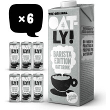 Oatly Barista Oat Drink Long Life 6x1L UK – Foamable, Dairy-Free Plant Milk, 1:1 Milk Substitute for Coffee & Tea