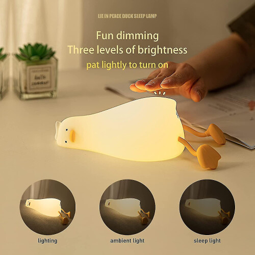 Miman Lying Duck Night Light Rechargeable Duck Night Lamp Touch Control Bedside Light 2