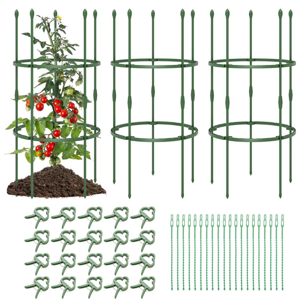 3-Pack Tomato Trellis 102 cm Adjustable Size Vines Support Outdoor