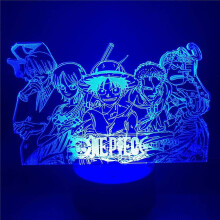 Wekity One Piece Night Light Luffy Sanji Zoro Nami 3d Led Illusion Table Lamp Optical Action Figure Lamp Bedside Decor Desk Lamp Atmosphere Bedside