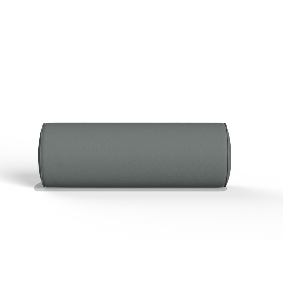 (Large 20x60cm, Grey) Round Bolster Pillow Filled with Virgin hollow Fiber-back neck Support Pillow with Free 100% Cotton Cover