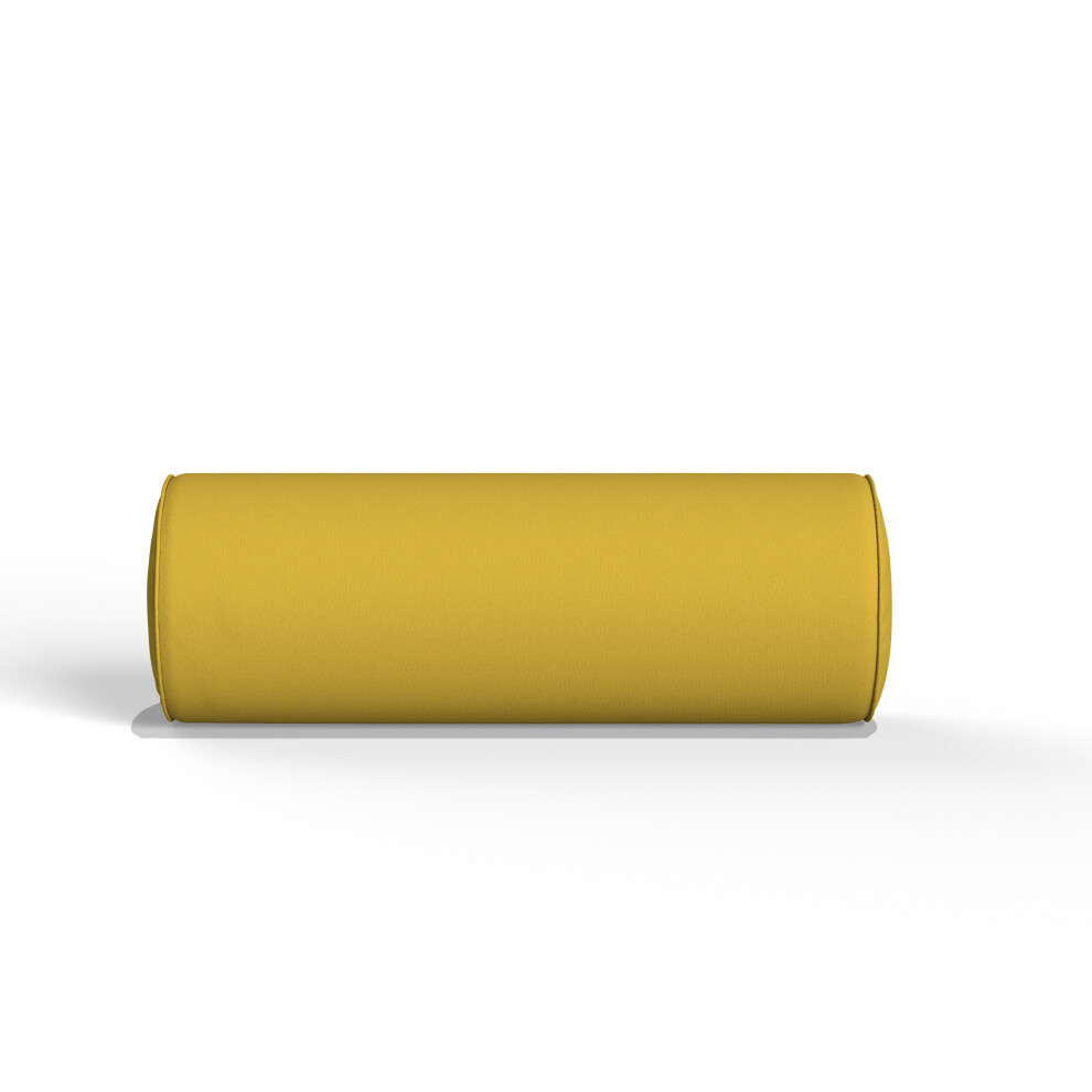 (Large 20x60cm, Mustard) Round Bolster Pillow Filled with Virgin hollow Fiber-back neck Support Pillow with Free 100% Cotton Cover