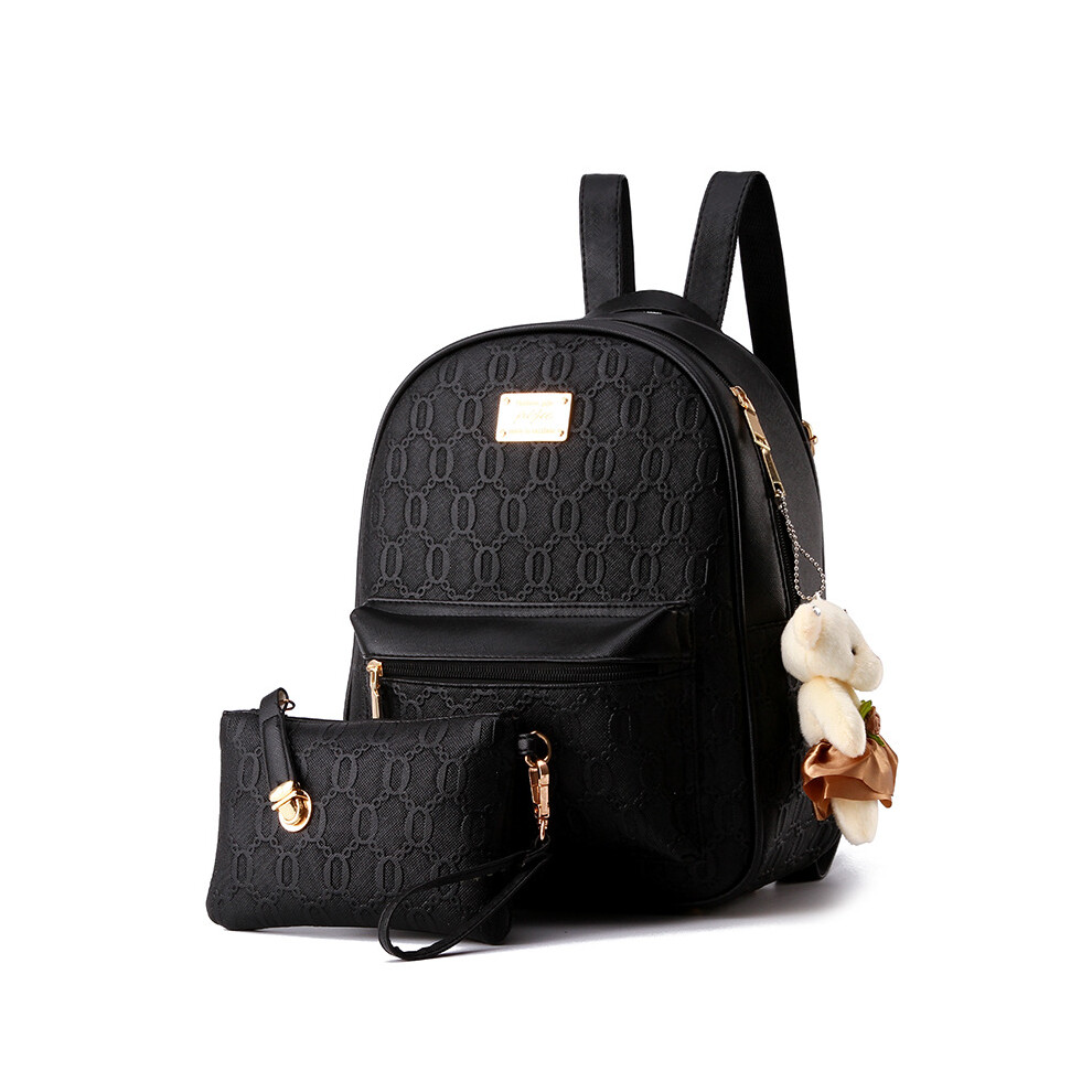 (Black) Pu Bag Womens Backpack Student Backpack College Style Versatile For Daily Use