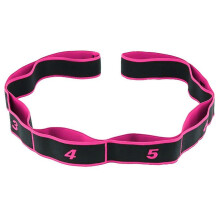 (Rose) Yoga Belt With 8 Loops Gymnastics Dance Stretch Band Exercise Elastic Strap Belt