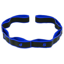 (Blue) Yoga Belt With 8 Loops Gymnastics Dance Stretch Band Exercise Elastic Strap Belt
