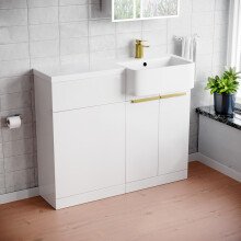 Nes Home Right Hand Brushed Brass Handles Vanity Unit With Tap WC Unit