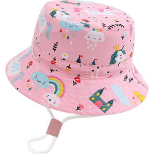 (Pink Unicorn, 12-24 Months) Kids Bucket Hat Adjustable Sun Hats Breathable Beach Hat For Boys Girls_fs