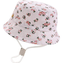(Floral Beige, 6-24 Months) Kids Bucket Hat Adjustable Sun Hats Breathable Beach Hat For Boys Girls_fs