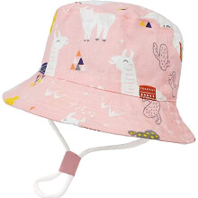(Pink Alpaca, 2 Years) Kids Bucket Hat Adjustable Sun Hats Breathable Beach Hat For Boys Girls_fs