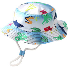 (Ocean, 2-4 Years) Kids Bucket Hat Adjustable Sun Hats Breathable Beach Hat For Boys Girls_fs